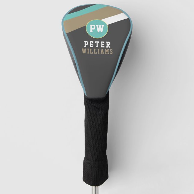 Spielername mit dunkelgrauen Streifen Golf Headcover (Vorderseite)