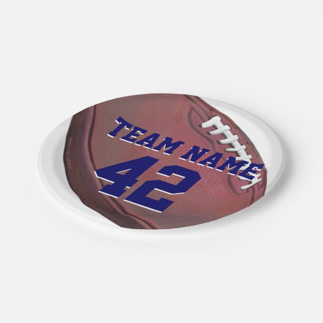 Spielername und Spielernummer Pappteller (Schrägansicht)