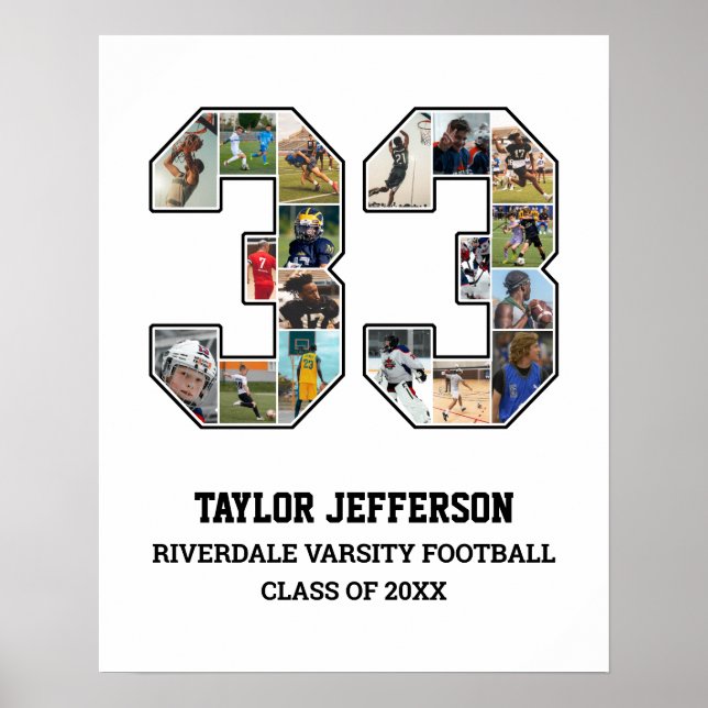 Spielernummer 33 Foto Collage des Senior Sports Te Poster (Vorne)