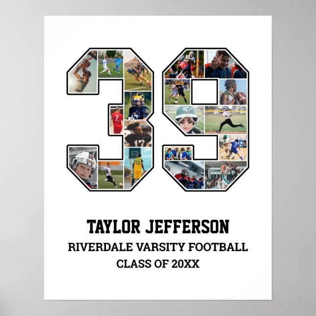 Spielernummer 39 Foto Collage des Senior Sports Te Poster (Vorne)
