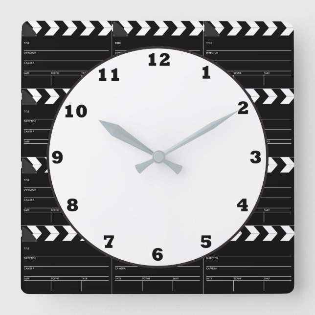 Spielfilmklapboard-Mustertheateruhr Quadratische Wanduhr (Vorderseite)
