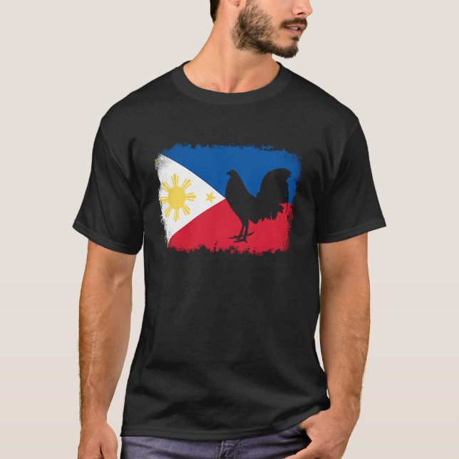 Spielgeflügel Vintag Philippinen Flaggenwurzel T-Shirt (Vorderseite)