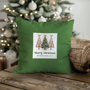 Spielhafte Weihnachtsbäume Aquarell Name Personali Kissen