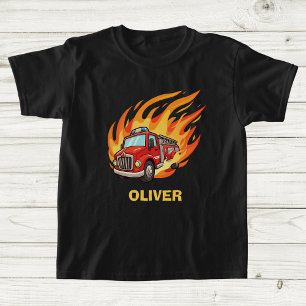 Spielhafter Feuerwehrwagen umgeben von Flammen T-Shirt