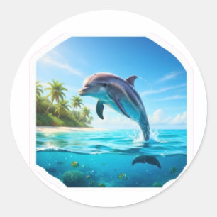 Spielhafter Ozeandelfin - Fröhliche Meereswildtier Runder Aufkleber