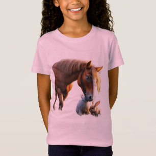 Spielhaftes kleines Pferd und Hase – Liebliches 3T T-Shirt
