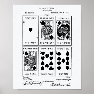 Spielkarte 1893 Patent Kunst Weiß Papier Poster