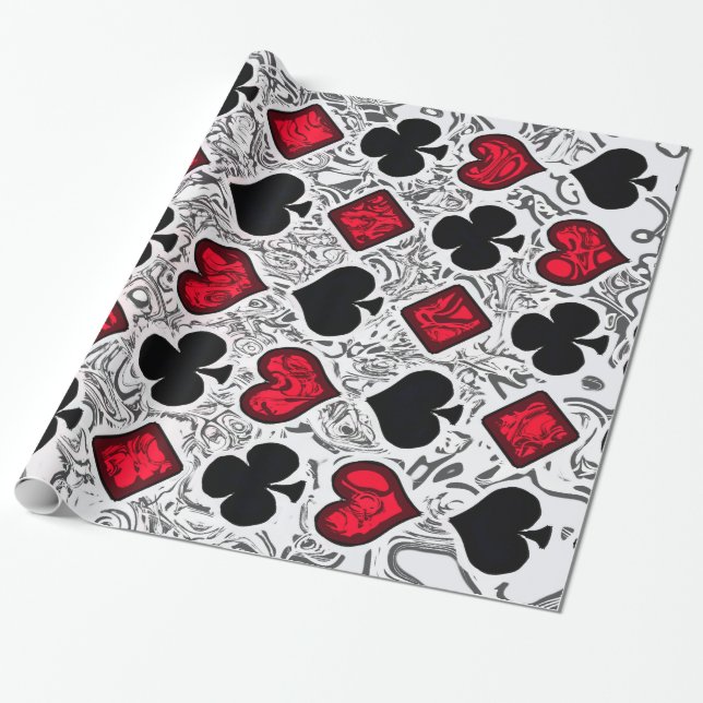 SPIELKARTE-ANZÜGE GESCHENKPAPIER (Ungerollt)