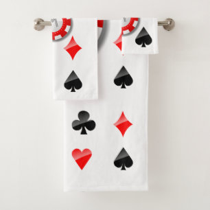 Spielkarte-Anzüge und mit Monogramm Poker-Chips Badhandtuch Set