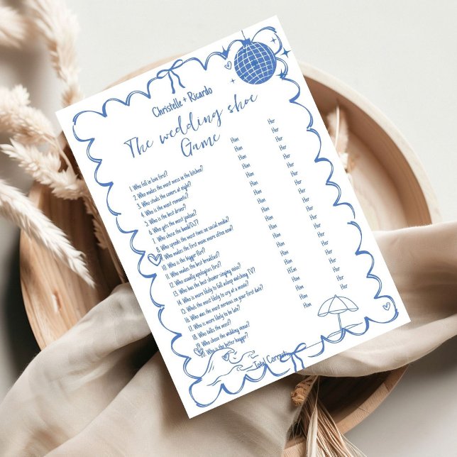Spielkarte für Hochzeitschuhe mit Brautparty an de Einladung (Von Creator hochgeladen)