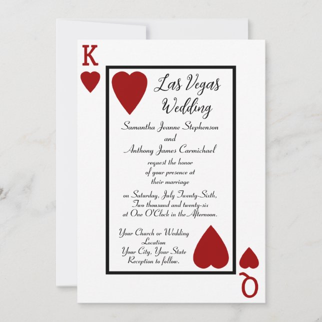 Spielkarte King/Queen Hochzeitseinladungen Einladung (Vorderseite)