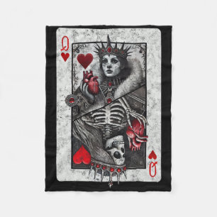 Spielkarte Königin Der Herzen Tod Skelett Hallowee Fleecedecke