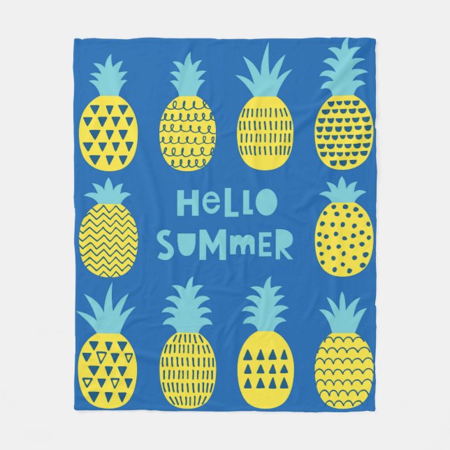 Spielkarte mit Ananas. Fleecedecke (Vorderseite)