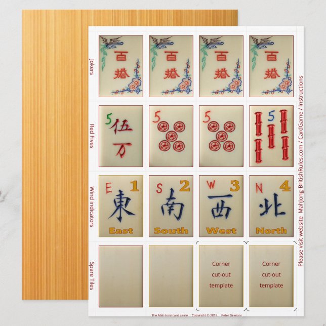 Spielkarten (10) - für Riichi Mahjong Einladung (Vorne/Hinten)