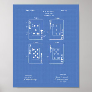 Spielkarten 1925 Patent Kunst Blaupause Poster