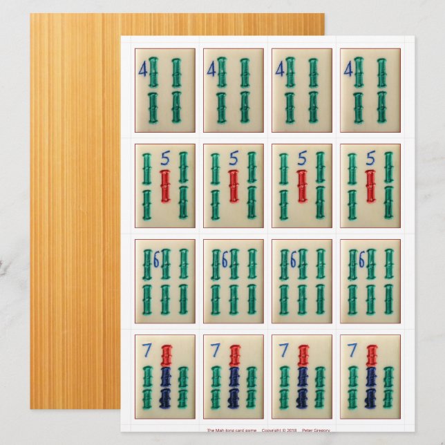 Spielkarten (4) - Bambus 4-7 Einladung (Vorne/Hinten)