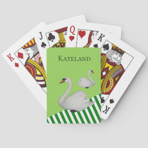 Spielkarten-Deck Grün Weiß Streifen Schwäne Spielkarten