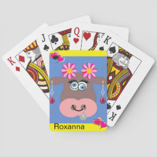 Spielkarten Deck Kuh Rosa Herzen Gelb
