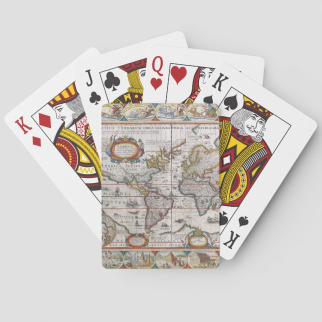 Spielkarten der antiken Weltkarte (Rückseite)