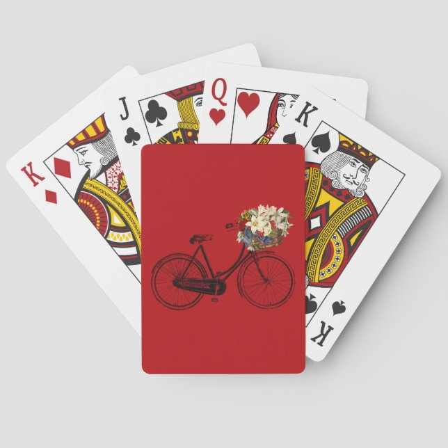 Spielkarten der Fahrradfahrrad-Blume rot (Rückseite)