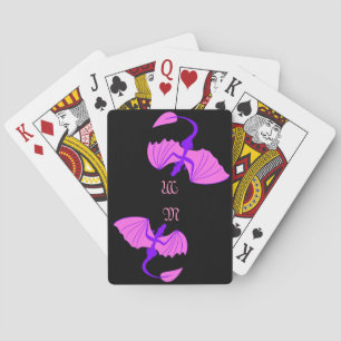 Spielkarten des lila Drachemonogramms