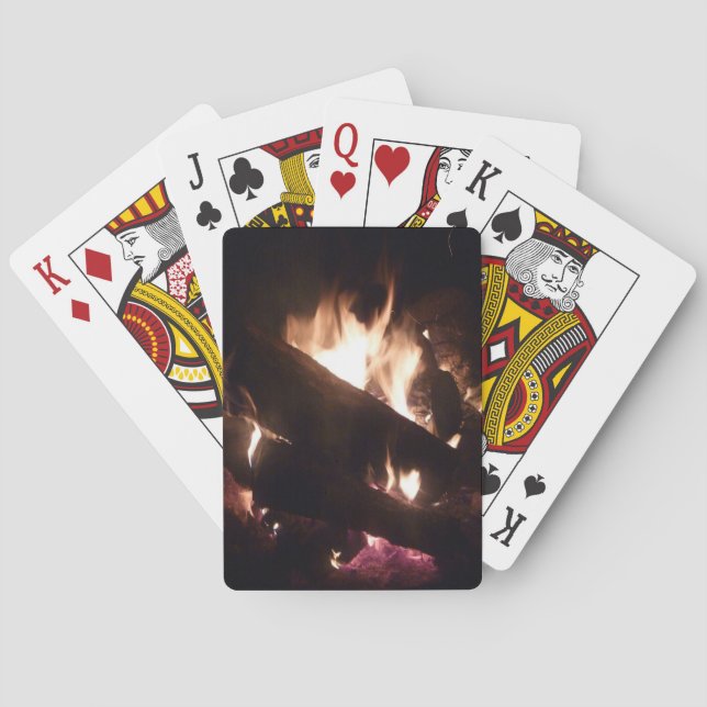 Spielkarten mit Lager-Feuer (Rückseite)