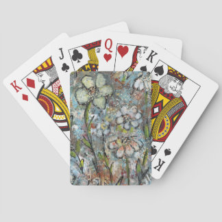 Spielkarten mit Mixed-Media-Blumendesign