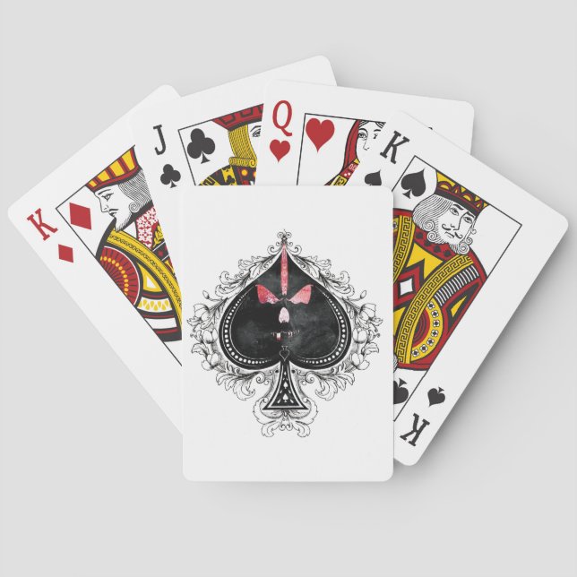 Spielkarten mit Schädelgesicht (Rückseite)