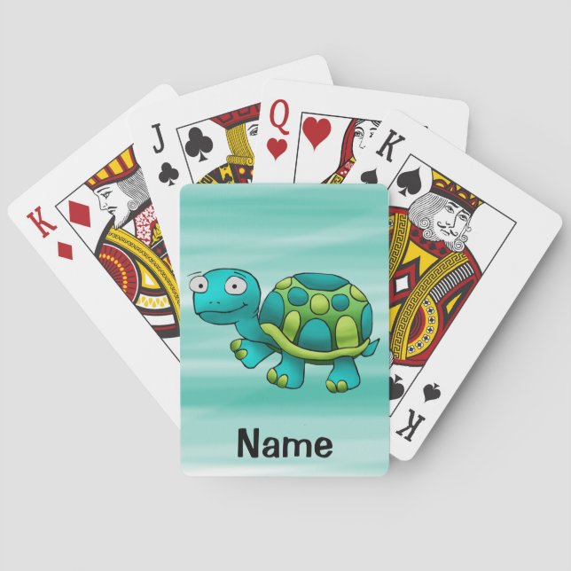 Spielkarten, Niedlicher Cartoon der Schildkröte Spielkarten (Rückseite)