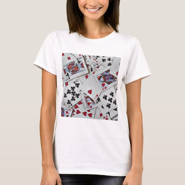 Spielkarten Poker Games Queen King T-Shirt (Vorderseite)