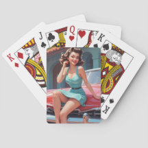 Spielkarten, Pokerkarten, Button-up, Brünett