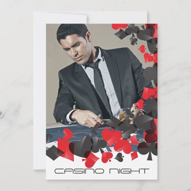 Spielkarten Symbole Foto Einladung (Vorderseite)