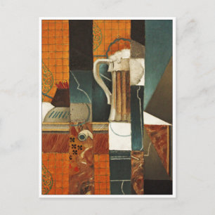 Spielkarten und Glas Bier von Juan Gris Postkarte