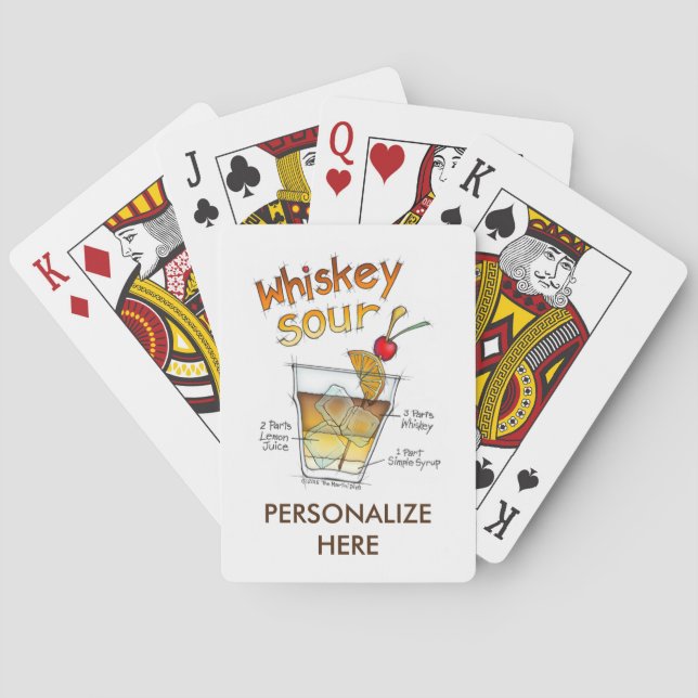 SPIELKARTEN - WHISKY-SAURE REZEPT-COCKTAIL-KUNST (Rückseite)