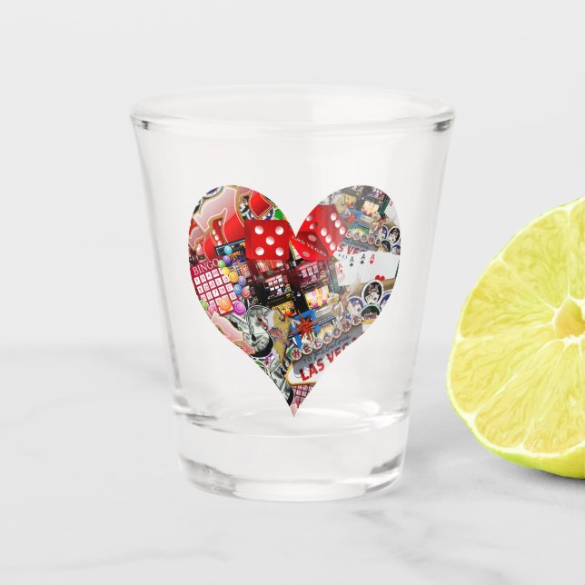 Spielkartengestalt * Gamblers Freude Schnapsglas (Vorderseite)