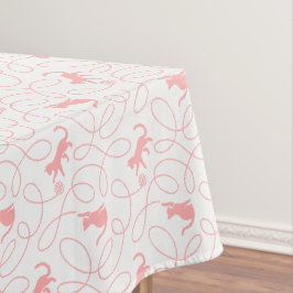Spielkatze und Garnball-Muster Hellkorallenrosa Tischdecke