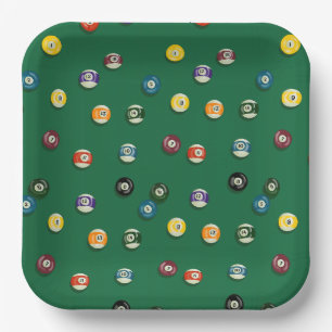 Spielnacht Billard Poolparty Pappteller