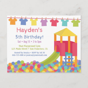 Spielplatz-Ballgruben-Kinder-T-Shirts Geburtstagsf Einladung
