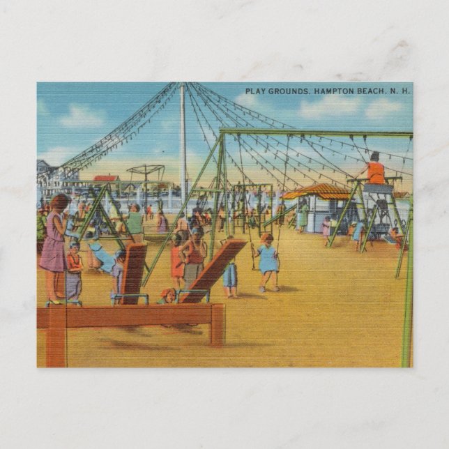 Spielplatz, Hampton Beach, New Hampshire Postkarte (Vorderseite)