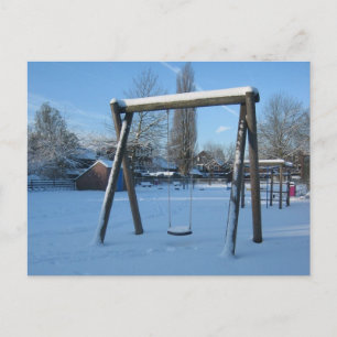Spielplatz im Schnee Postkarte