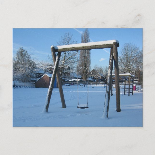 Spielplatz im Schnee Postkarte (Vorderseite)