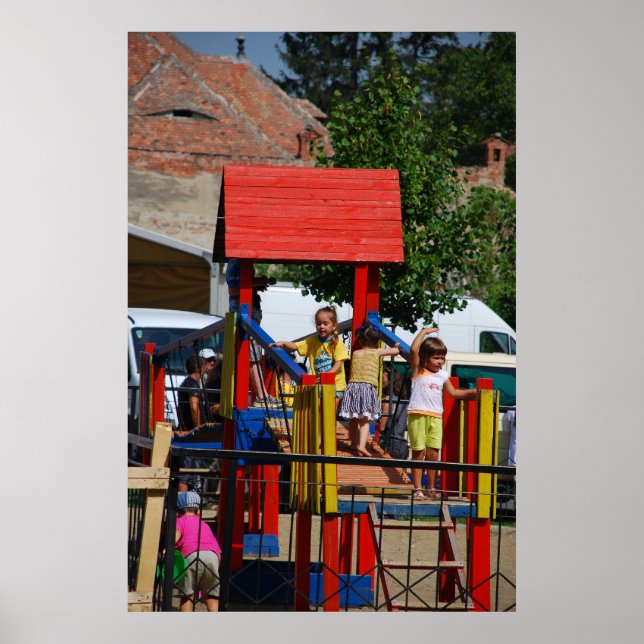 Spielplatz mit Brücke Poster (Vorne)