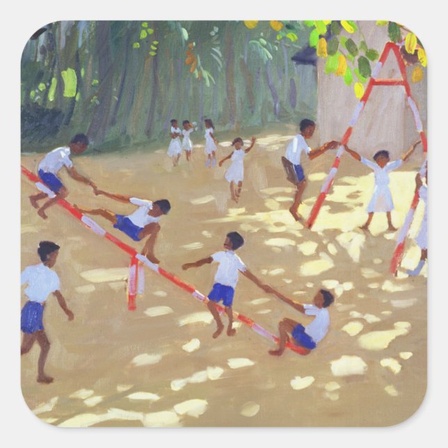 Spielplatz Sri Lanka 1998 Quadratischer Aufkleber (Vorderseite)