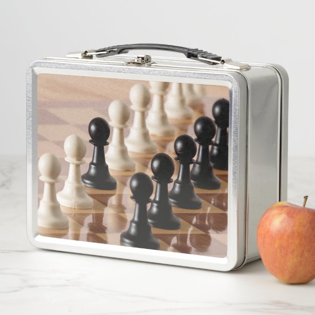 Spielplätze auf dem Schachbrett Metall Brotdose (Beispiel)