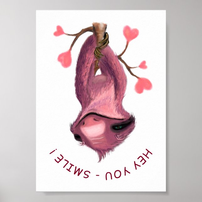 Spielposter Faultier Lächeln - Ihr Text Poster (Vorne)
