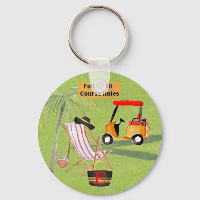 Spielregeln für den Golfplatz Kartbahn Mongram Schlüsselanhänger (Vorderseite)