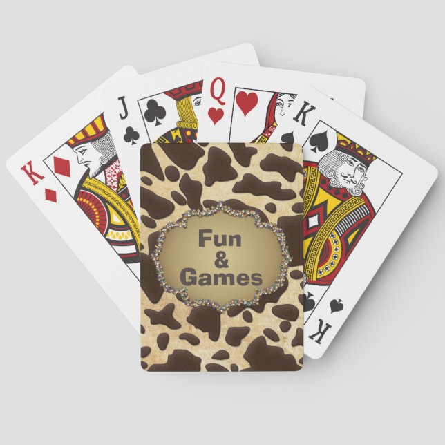 Spielspass Brown & Gold Animal Print Spielkarten (Rückseite)