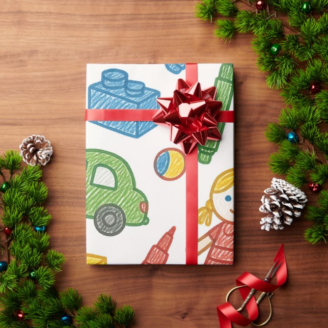 Spielspielzeug Nahtloses Doodle Art Muster Geschenkpapier (Feiertagsgeschenk)