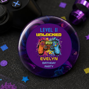 Spielstart Level Up Videospiel-Geburtstag Button