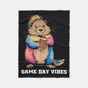 Spieltag Stimmung Stammes-Groundhog hält Football Fleecedecke